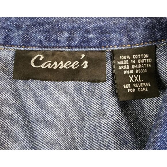 Cassee's Jean Vest Womens XXL Blue Denim Western Heart Patchwork Y2K Vintage - Picture 3 of 8